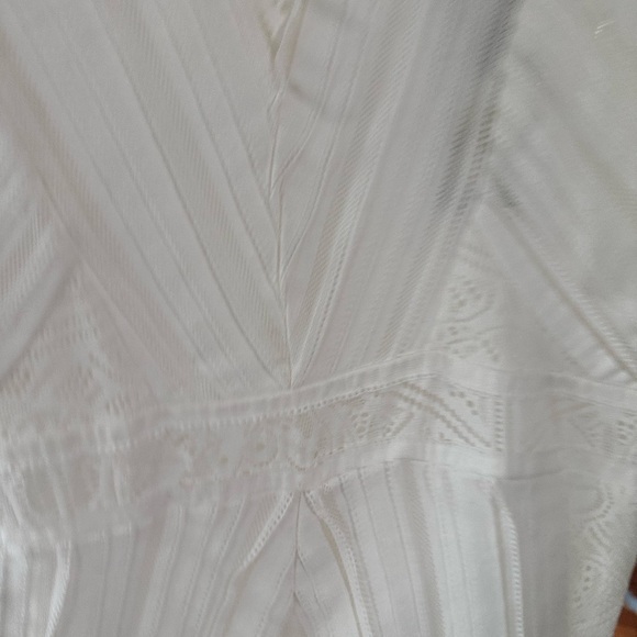 BCBGMAXAZRIA NWT White Lace Tiered Ruffle Midi Dress – Flare Hem, Size L - Picture 10 of 12